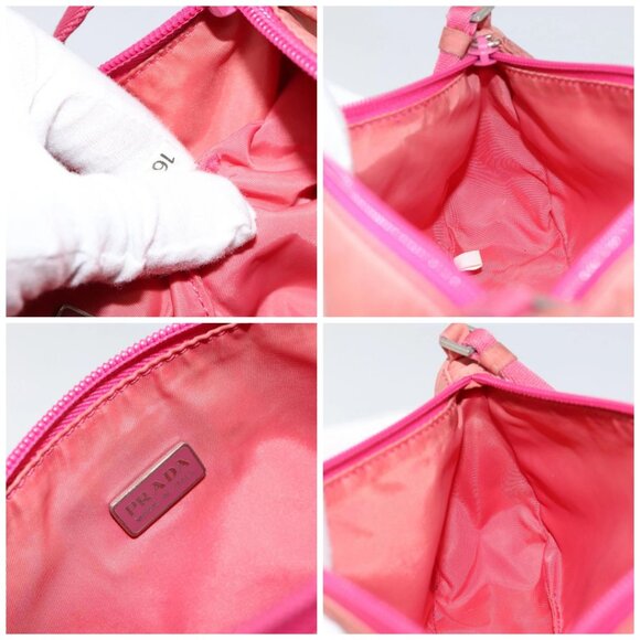 PRADA Accessory Pouch Nylon Pink Silver Auth 147401 - Picture 15 of 16